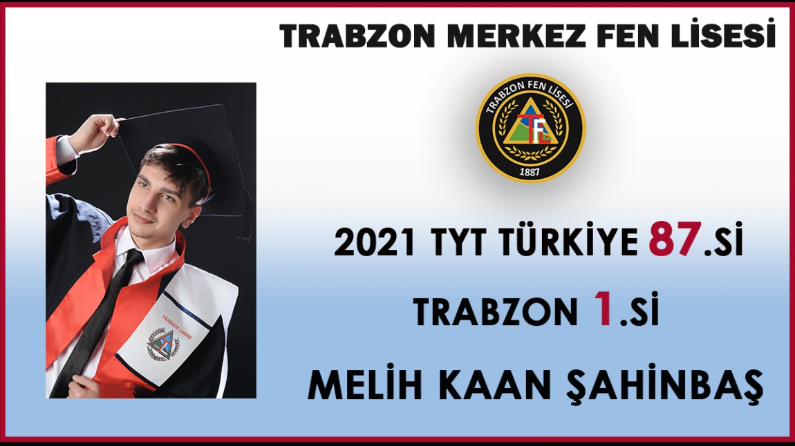 TYT Türkiye 87.si, Trabzon 1.si MELİH KAAN ŞAHİNBAŞ